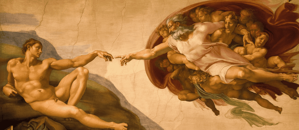 The painting The Creation of Adam was used as design inspiration for the Kiss Bridge